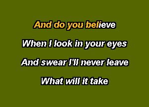 And do you believe

When I look in your eyes

And swear 1' never leave

What Will it take