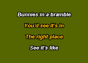 Bunnies in a bramble

You'd see it's in

The right place

See it's like