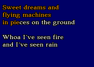 Sweet dreams and
flying machines
in pieces on the ground

XVhoa I've seen fire
and I've seen rain