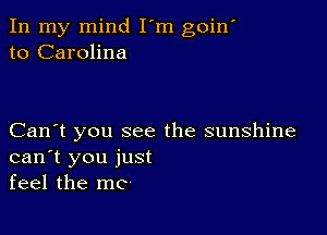 In my mind I'm goin'
to Carolina

Can't you see the sunshine
can't you just
feel the mo