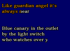 Like guardian angel it's
always near

Blue canary in the outlet
by the light switch
Who watches over y