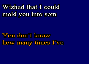 TWished that I could
mold you into somn

You don't know
how many times I've