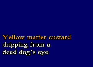 Yellow matter custard
dripping from a
dead dog's eye