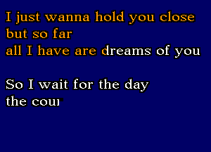 I just wanna hold you close
but so far
all I have are dreams of you

So I wait for the day
the coun