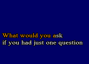 XVhat would you ask
if you had just one question