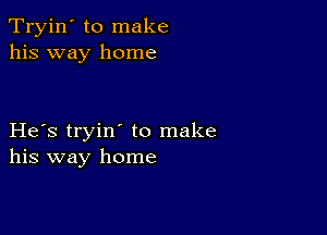 Tryin' to make
his way home

He s tryin' to make
his way home