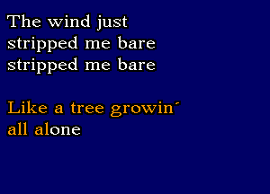 The wind just
stripped me bare
stripped me bare

Like a tree growin'
all alone