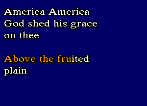 America America
God shed his grace
on thee

Above the fruited
plain