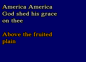 America America
God shed his grace
on thee

Above the fruited
plain