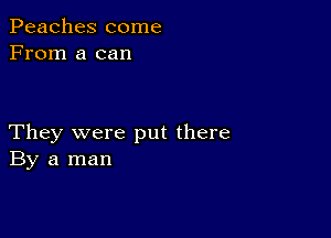 Peaches come
From a can

They were put there
By a man