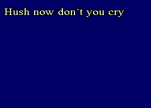 Hush now don't you cry