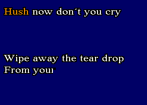 Hush now don't you cry

XVipe away the tear drop
From youl