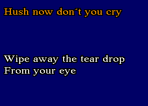 Hush now don't you cry

XVipe away the tear drop
From your eye