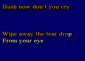 Hush now don't you cry

XVipe away the tear drop
From your eye