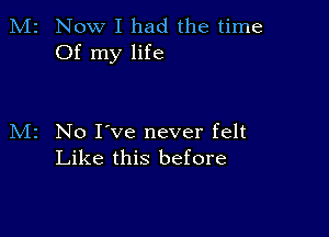 Now I had the time
Of my life

No I've never felt
Like this before