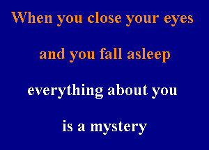 When you close your eyes
and you fall asleep

everything about you

is a mystery