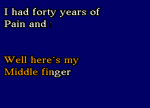 I had forty years of
Pain and

XVell heres my
IVIiddle finger