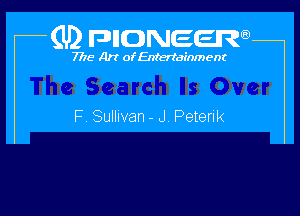 (U) FDIIDNEEW

7715- A)? ofEntertainment

F, Sullivan - JV Peterik