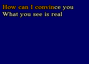 How can I convince you
XVhat you see is real