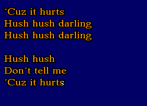 'Cuz it hurts
Hush hush darling
Hush hush darling

Hush hush
Don't tell me
'Cuz it hurts