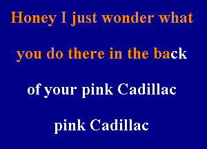 Honey I just wonder What
you do there in the back
of your pink Cadillac

pink Cadillac