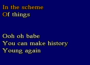 In the scheme
Of things

Ooh oh babe
You can make history
Young again