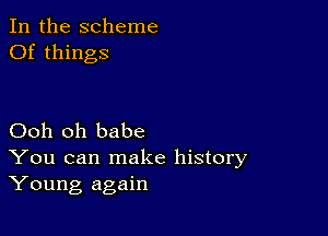 In the scheme
Of things

Ooh oh babe
You can make history
Young again