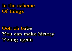 In the scheme
Of things

Ooh oh babe
You can make history
Young again