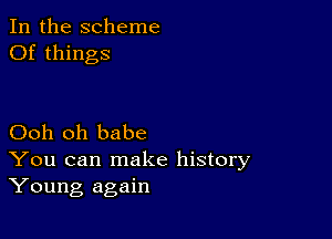 In the scheme
Of things

Ooh oh babe
You can make history
Young again