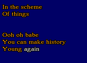 In the scheme
Of things

Ooh oh babe
You can make history
Young again