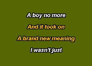 A boy no more

And it took on

A brand newmeaning

I wasn'tjust