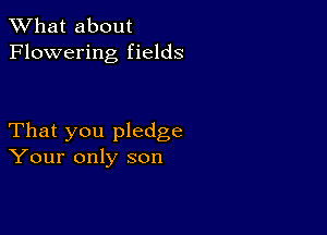 What about
Flowering fields

That you pledge
Your only son