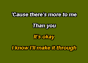 'Cause there's more to me
Than you

It's okay

I know I '1! make it through