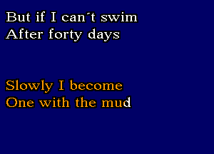 But if I can't swim
After forty days

Slowly I become
One with the mud