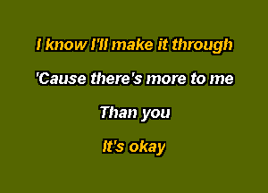 I know I '1! make it through

'Cause there's more to me
Than you

It's okay