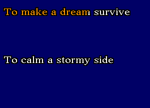 To make a dream survive

To calm a stormy side