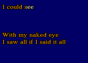 I could see

XVith my naked eye
I saw all if I said it all