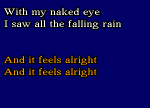 XVith my naked eye
I saw all the falling rain

And it feels alright
And it feels alright