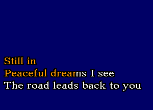 Still in
Peaceful dreams I see
The road leads back to you