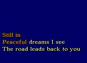 Still in
Peaceful dreams I see
The road leads back to you