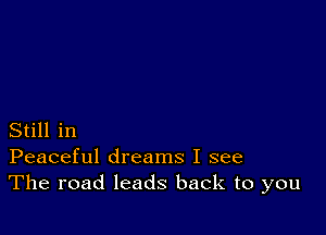 Still in
Peaceful dreams I see
The road leads back to you