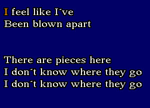 I feel like I've
Been blown apart

There are pieces here
I don't know where they go
I don't know where they go