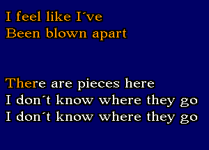 I feel like I've
Been blown apart

There are pieces here
I don't know where they go
I don't know where they go