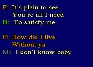 F2 It's plain to see
You're all I need
B2 To satisfy me

F2 How did I live
Without ya
IVIz I don't know baby