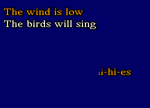 The wind is low
The birds will sing