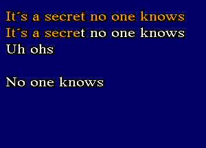 It's a secret no one knows

It's a secret no one knows
Uh ohs

No one knows