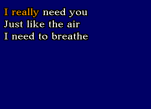 I really need you
Just like the air
I need to breathe