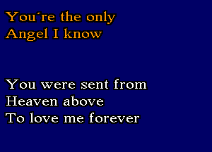 You're the only
Angel I know

You were sent from
Heaven above
To love me forever