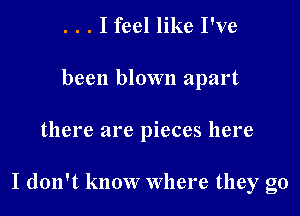 . . . I feel like I've
been blown apart

there are pieces here

I don't know Where they go