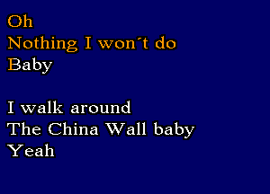 Oh
Nothing I won't do
Baby

I walk around

The China Wall baby
Yeah